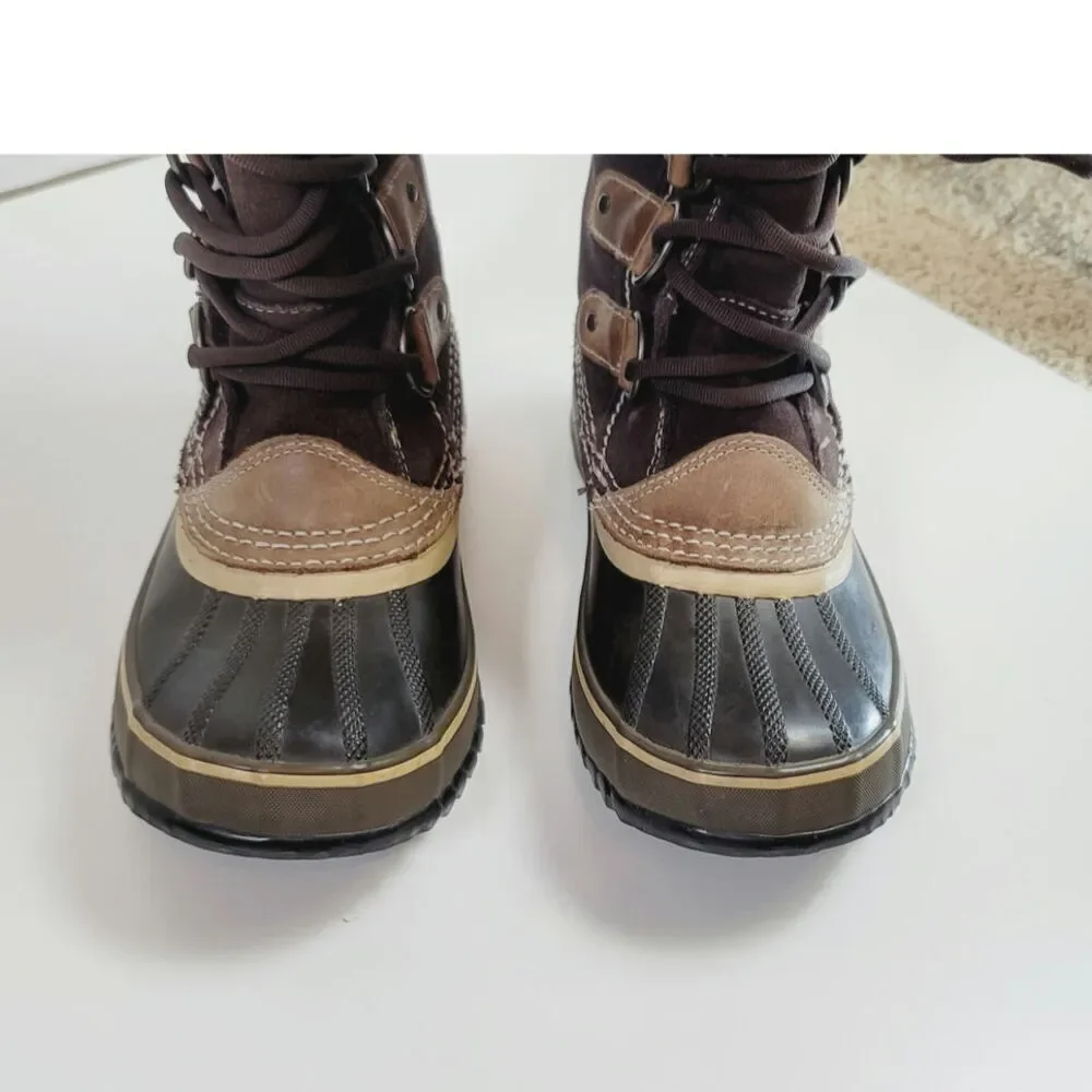 Sorel Joan Of Arctic Faux Fur Trim Waterproof  Snow Boots in Brown, sz 6